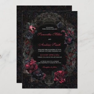 Invitations de mariage gothique victorien Noir et