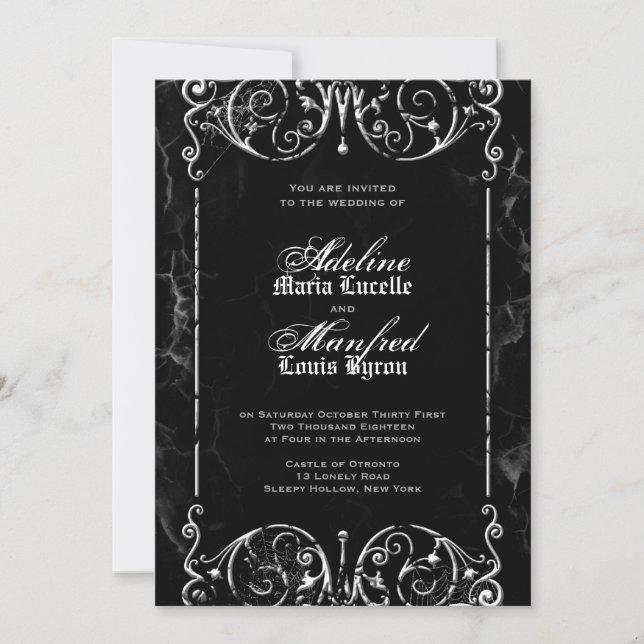 Invitations de mariage gothique victorienne d'Hall (Devant)