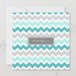 Invitations de mariage Grey Turquoise Chevron