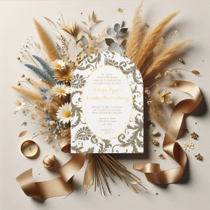 Invitations de mariage gris et jaune au charbon