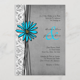Invitations de mariage gris Vintage et bleu marron