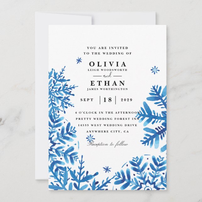 Invitations de mariage hivernal Snowflake (Devant)