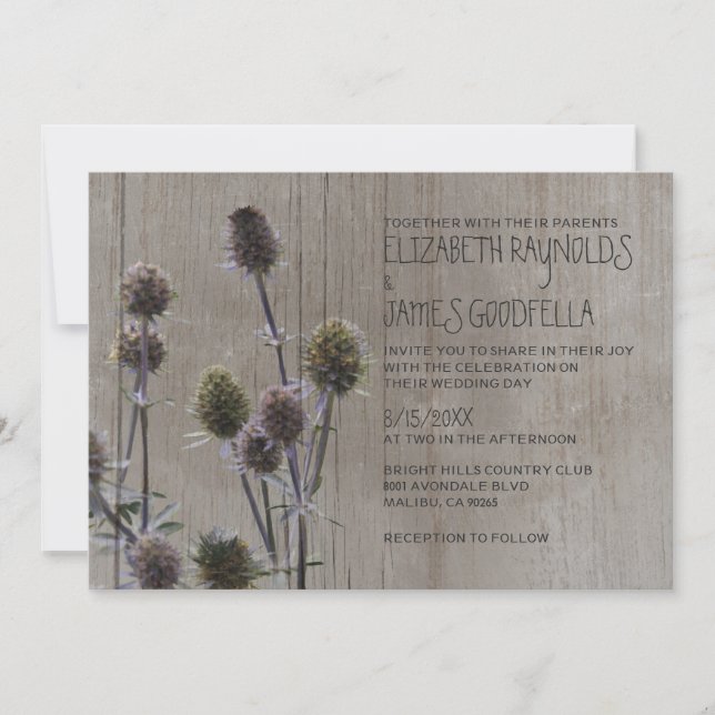 Invitations de mariage Holly de la mer Rustique (Devant)