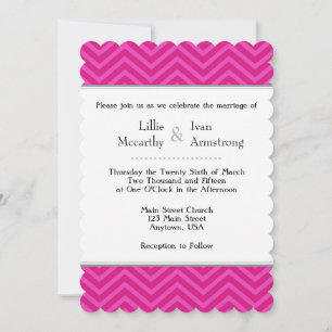 Invitations de mariage Hot Pink Chevron