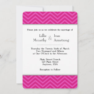 Invitations de mariage Hot Pink Chevron