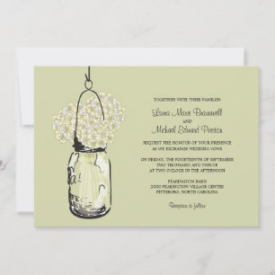 Invitations de mariage Hydrangea et Mason Jar