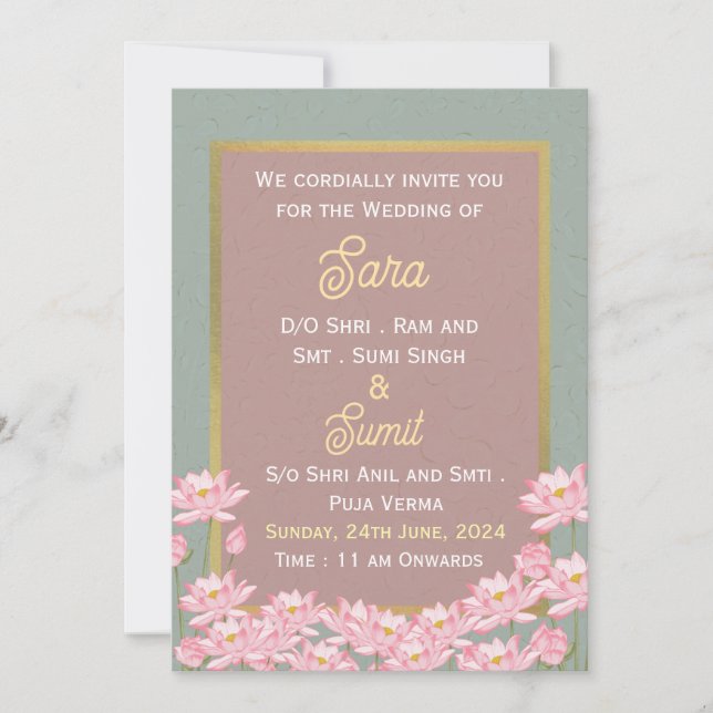 Invitations de mariage indiennes (Devant)