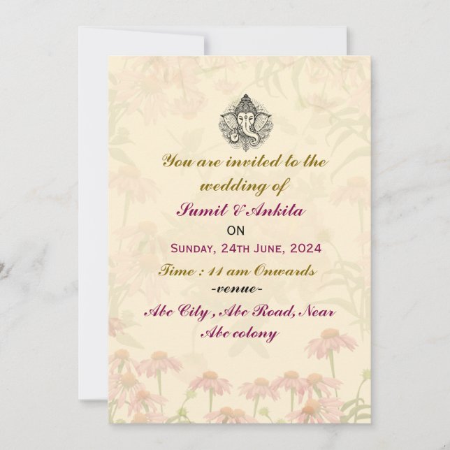 Invitations de mariage indiennes (Devant)