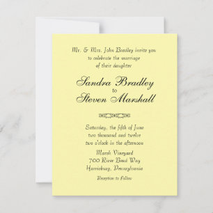 Invitations de mariage jaune solide