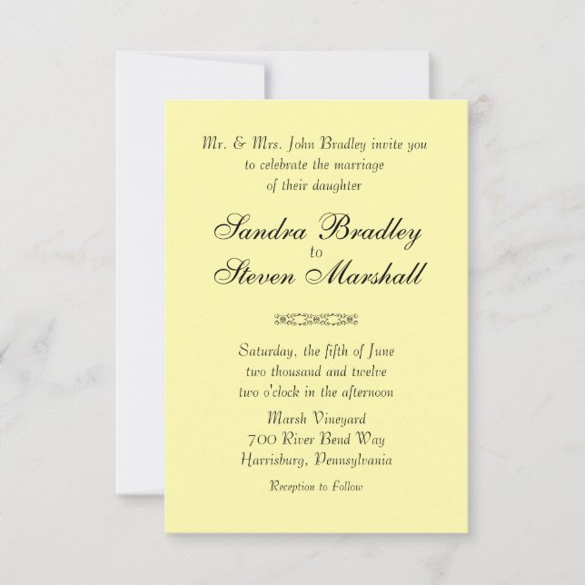 Invitations de mariage jaune solide (Devant)
