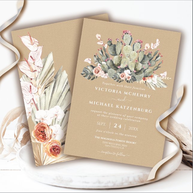 Invitations de mariage Kraft et Cactus (Créateur téléchargé)