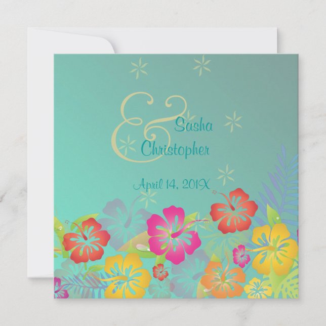 Invitations de mariage Leis/Luau/hibiscus (Devant)