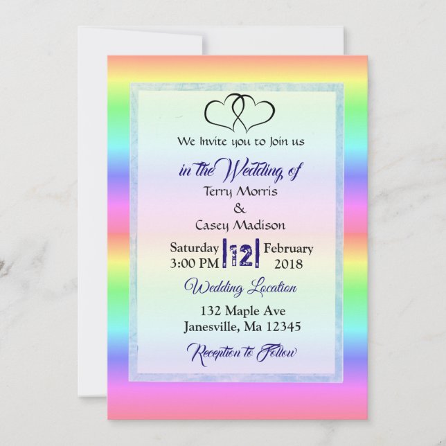 Invitations de mariage LGBT Rainbow (Devant)