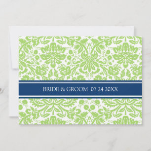 Invitations de mariage Lime Bleu Damas