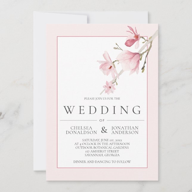 Invitations de mariage Magnolia Bloom (Devant)