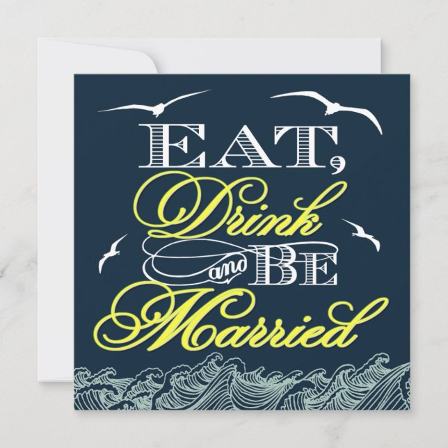 Invitations de mariage marine bleu et jaune (Devant)