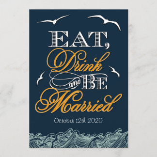 Invitations de mariage marine bleu et orange