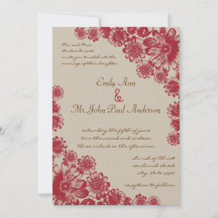 Invitations de mariage marron rouge et beige