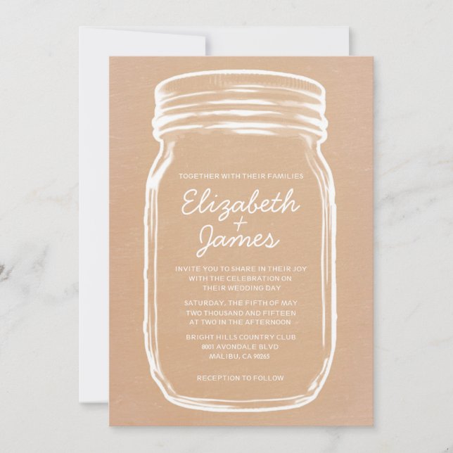 Invitations de mariage Mason Jar Vintage (Devant)