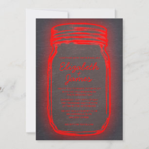 Invitations de mariage Mason Jar Vintage noir et r