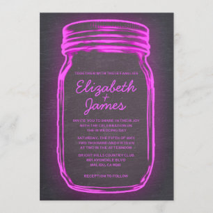 Invitations de mariage Mason Jar Vintage rose chau