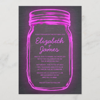 Invitations de mariage Mason Jar Vintage rose chau