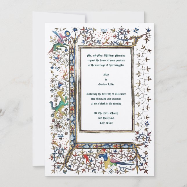 Invitations de mariage médiévales éclairées (Devant)