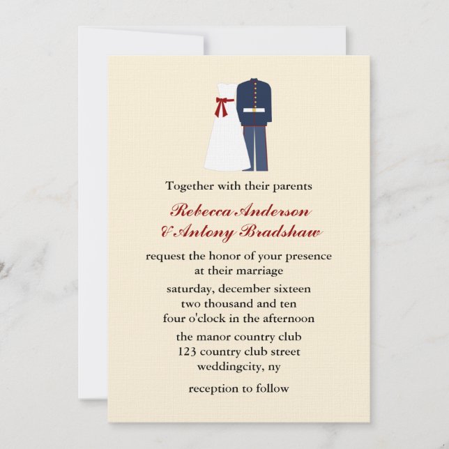 Invitations de mariage militaire (Devant)