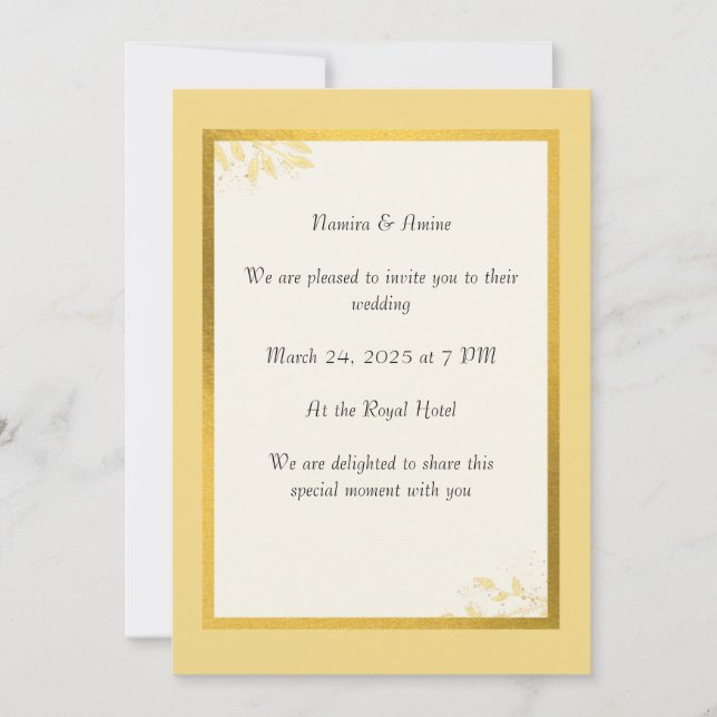 invitations de mariage minimalistes améliorées (Devant)