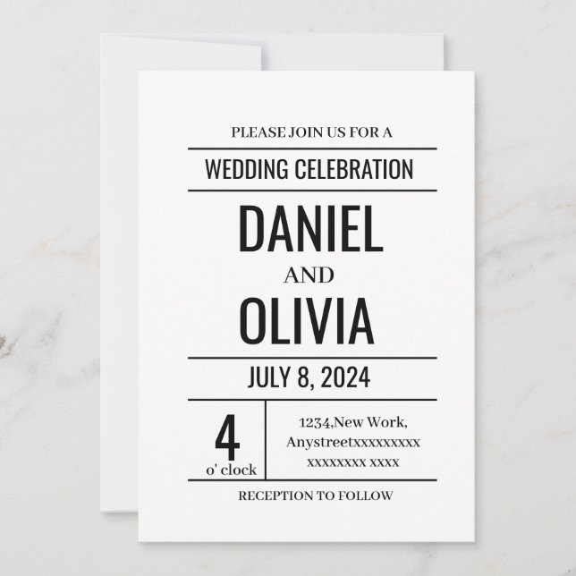 Invitations de mariage minimalistes modernes (Devant)