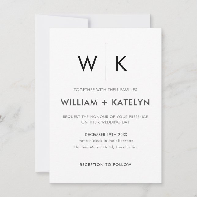 Invitations de mariage minimalistes modernes  (Devant)