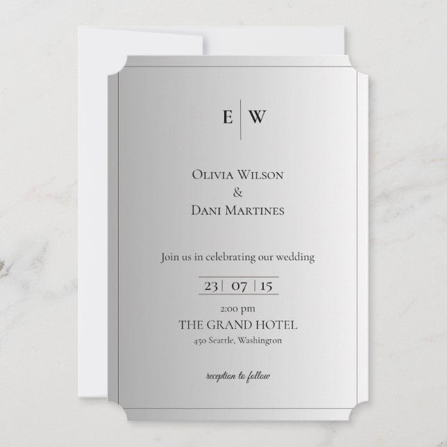 INVITATIONS DE MARIAGE modèle EN LIGNE avec fronti (Devant)