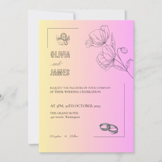 INVITATIONS DE MARIAGE modèle EN LIGNE avec fronti (Devant)