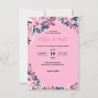 INVITATIONS DE MARIAGE modèle EN LIGNE FLEURS ÉLÉG