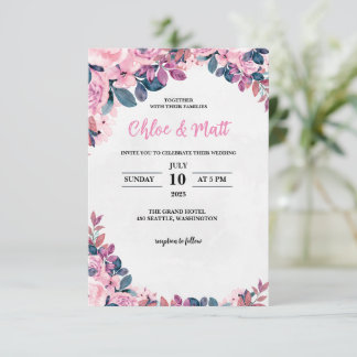 INVITATIONS DE MARIAGE modèle EN LIGNE FLEURS ÉLÉG