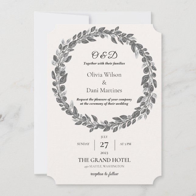 INVITATIONS DE MARIAGE modèle MONogramme EN LIGNE (Devant)