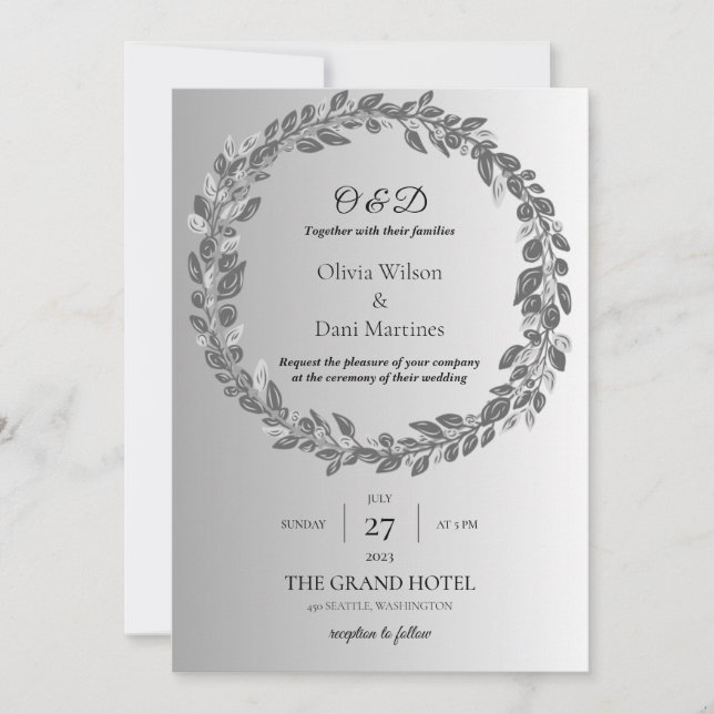 INVITATIONS DE MARIAGE modèle MONogramme EN LIGNE (Devant)