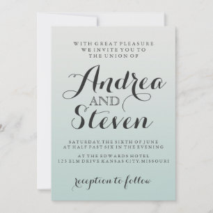 Invitations de mariage moderne Blush Light Aqua