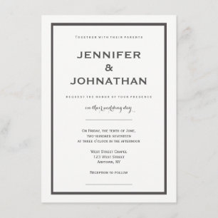 Invitations de mariage moderne gris frontière