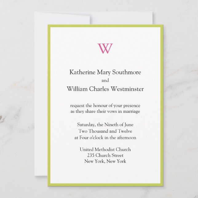 Invitations de mariage monogramme (Devant)