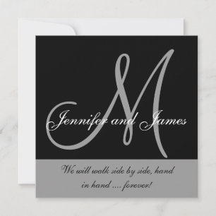 Invitations de mariage Monogramme dire noir blanc