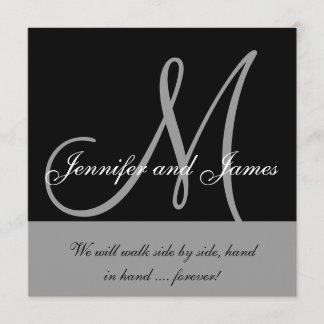 Invitations de mariage Monogramme disant gris noir