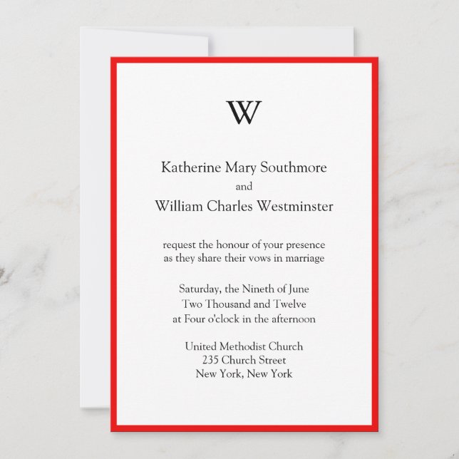 Invitations de mariage monogramme simples (Devant)