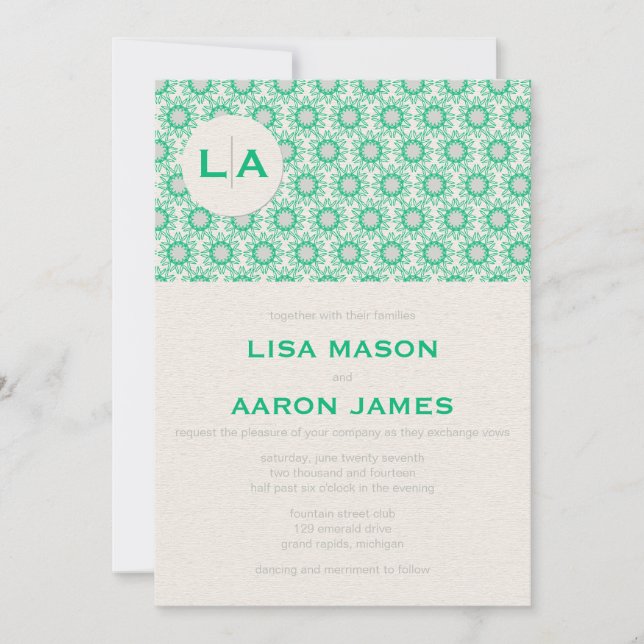 Invitations de mariage Motif Emerald (Devant)