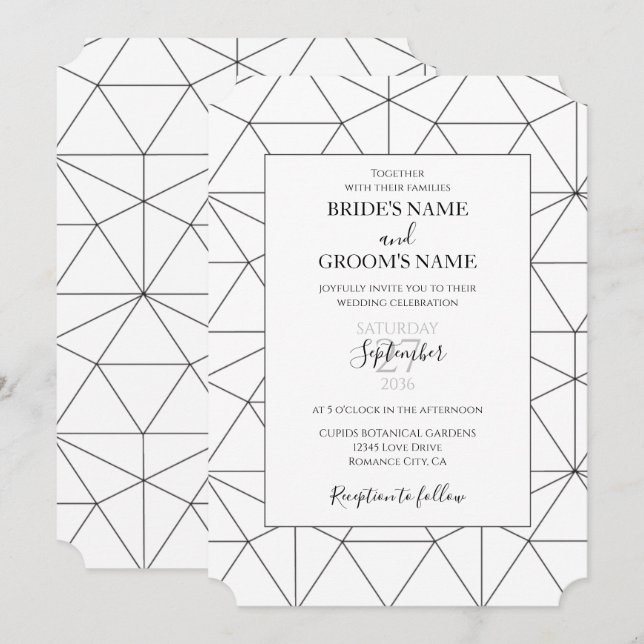 Invitations de mariage Motif géométrique élégantes (Devant / Derrière)