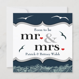 Invitations de mariage nautique bleu et blanc de l