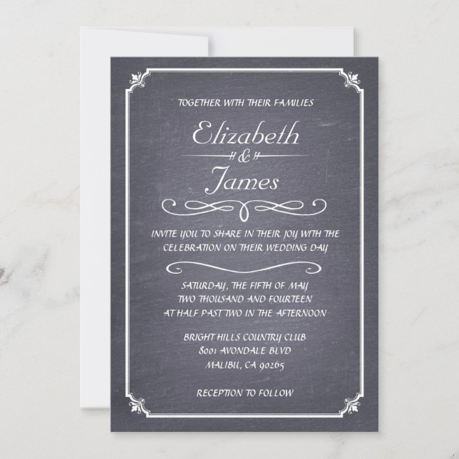 Invitations de mariage noir et blanc (Devant)