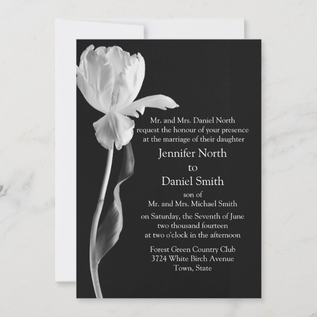 Invitations de mariage noir et blanc (Devant)