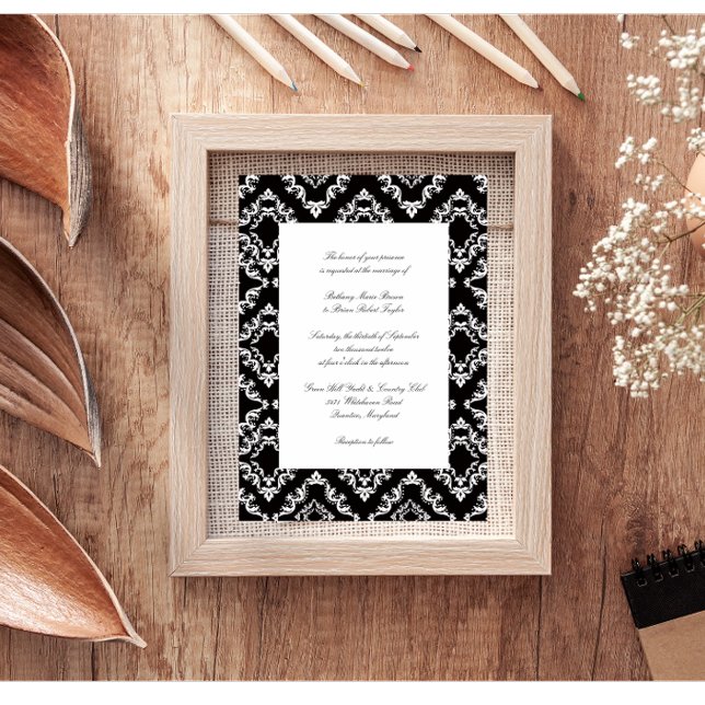 Invitations de mariage noir et blanc (Créateur téléchargé)
