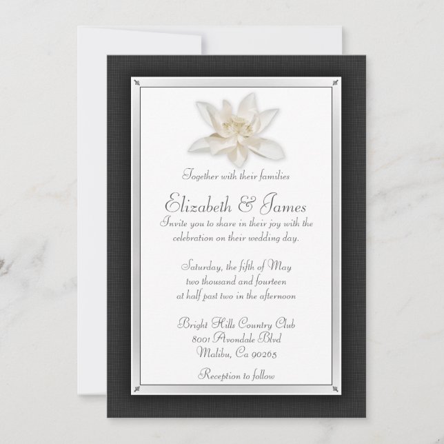 Invitations De Mariage Noir Et Blanc (Devant)